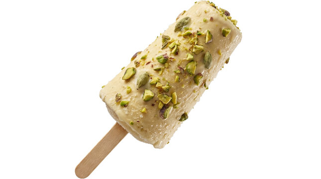 Traditional Malai Pista Kulfi Ice Cream Cut Out on Transparent Background