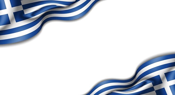 Waving greek flag on white background