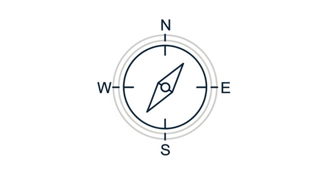Compass Rose Illustration - Navigational Tool for Direction and Orientation.