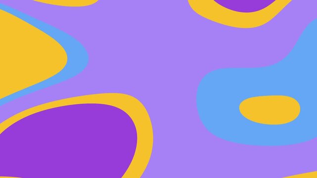 Abstract pattern of purple yellow and blue amoeboid shapes suitable for backgrounds, wallpaper, fashion prints, and web designs. Vibrant and eyecatching.