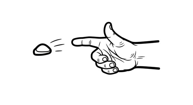 Hand Flicking a POG - A Nostalgic Game Illustration.