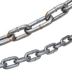 Fototapeta premium A close-up view of two rusty metal chains on a white background