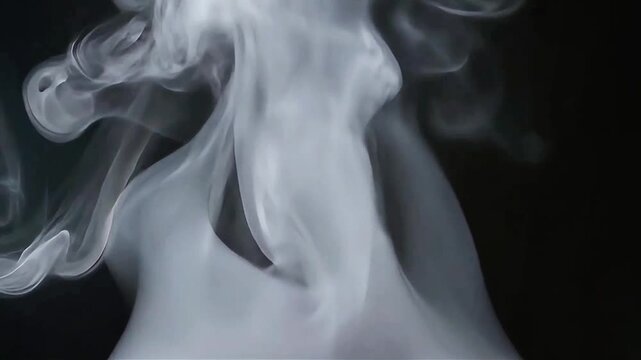 Smoke swirls dance around empty space in darkness