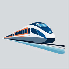 Fototapeta premium Modern high-speed passenger train traveling on tracks with a futuristic design