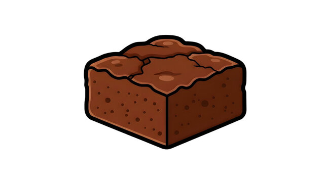 Cartoon illustration of a chocolate brownie with a textured surface