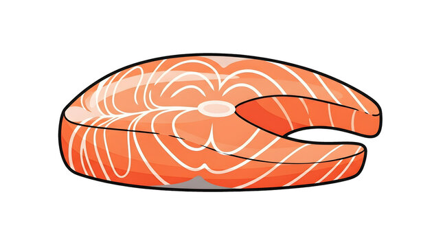 Vector illustration of a fresh salmon steak on white background