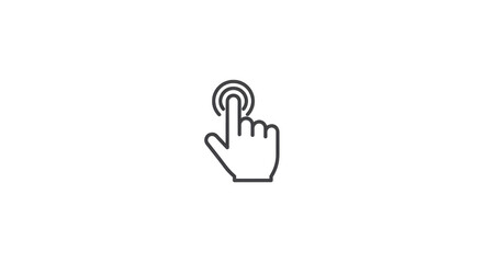Obraz premium Stylized hand icon pressing circular button isolated on white background