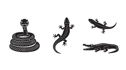 Obraz premium Reptile Silhouettes For Wildlife Concepts