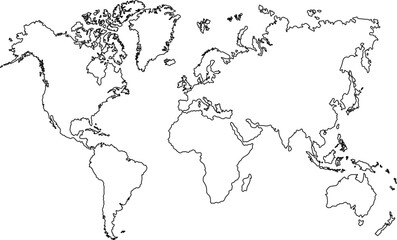 Fototapeta premium outline world map hgih quality vector 