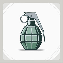 Fototapeta premium Vector illustration of a classic green hand grenade, a strong visual symbol of military power, conflict, or tactical strategy