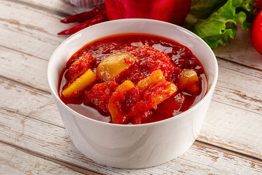 Hungarian lecho with pepper and tomato
