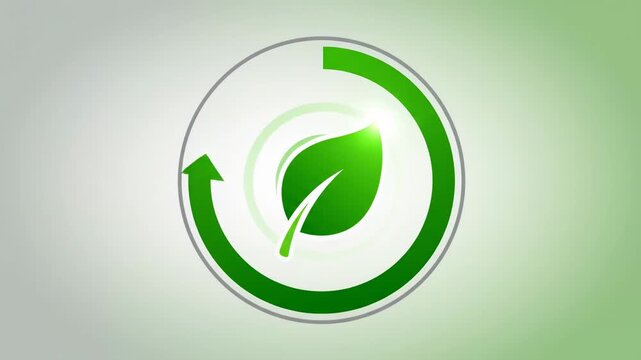 Green circular progress indicator showing leaf symbol, transitioning from empty to full, representing sustainability and eco-friendly concepts in a visually appealing design