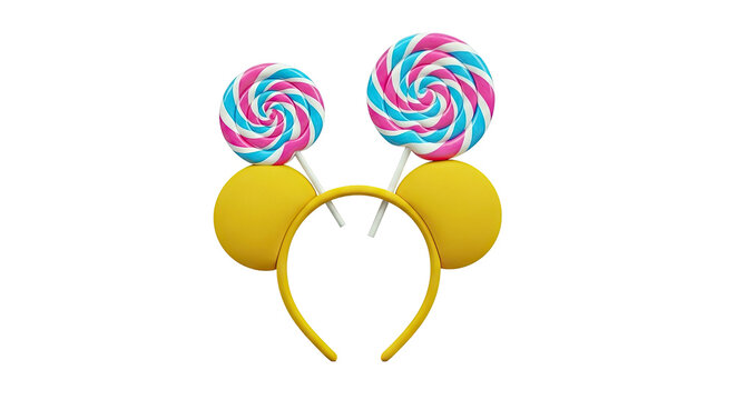 Yellow Mickey Mouse Ears Headband with Swirl Lollipops