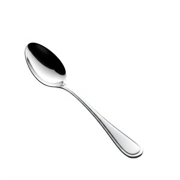 Polished stainless steel spoon, elegant silver metal tablespoon for dining, classic chrome cutlery utensil for kitchen and restaurant use isolated on White Background