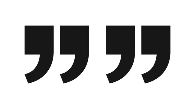 Two sets of black double quotation marks, a common punctuation symbol, isolated on a clean white background, representing speech or quoted text.