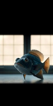 A solitary Cyphotilapia frontosa, sculpted by Tanganyika's abyssal currents, an ancient gaze ,  Exotic fish,  Predator fish