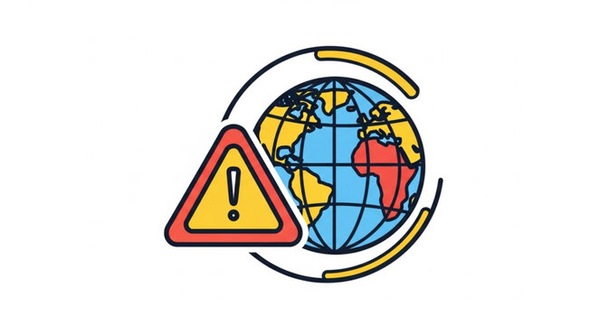 Global Warning Alert - A Visual Representation of Worldwide Danger and Risk.