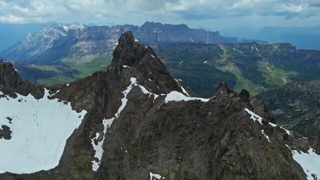 Remote Altitudes, Rugged Summits, Alpine Valleys, Chamoix France, Aerial
