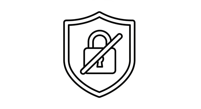 Shield with Unlocked Padlock - Security Breach and Vulnerability Concept.