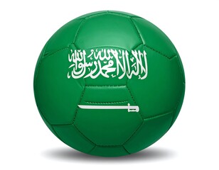 Fototapeta premium A green soccer ball with Arabic writing and sword symbol