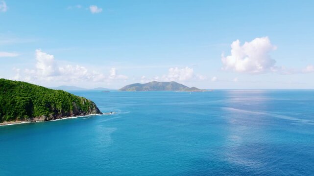Aerial Footage over the ocean of Jost Van Dijk, British Virgin Islands
