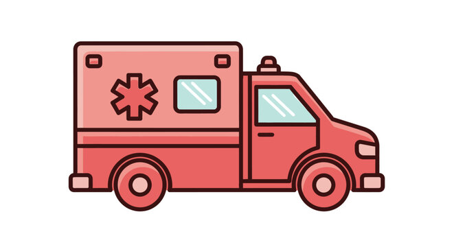 Red Ambulance Emergency Medical Vehicle.