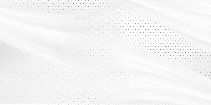 Abstract White and Grey Halftone Wave Background with Minimalist Dotted Gradient Pattern. Suit for banner, web, brochure, pamflet and presentation