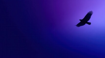 Fototapeta premium A bird soars through the vibrant purple sky with its wings spread.