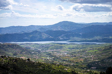 Obraz premium Scenic nature surrounds the hiking trails, offering stunning views and peaceful outdoor experiences in Sierra Tejeda Natural Park, Spain