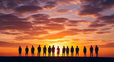 Fototapeta premium Celebrating labor day with unity and freedom under the sunset