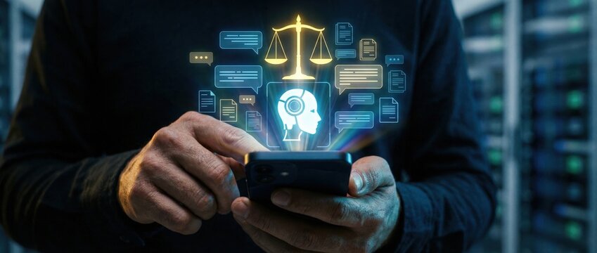 Exploring legal technology innovations ai tools in law practice modern law firm digital content professional environment close-up view efficiency and justice