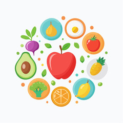 Obraz premium Vibrant circle of fresh produce and healthy ingredients for a balanced diet and wellness