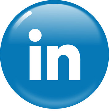 LinkedIn Shiny Circular Round Icon with Glass Orb Effect &ndash; Glossy Blue Sphere UI Button