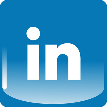 LinkedIn Glossy Square Icon with Glassmorphism Gradient &ndash; Modern Blue UI App Button