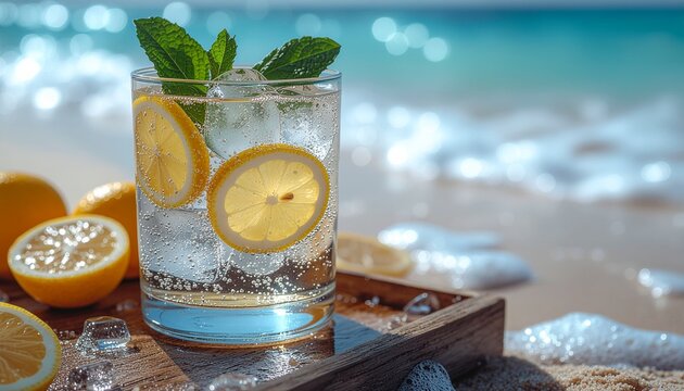 夏のカフェメニューやバカンス特集を彩る、弾ける炭酸とレモンが爽快な冷たいレモネード