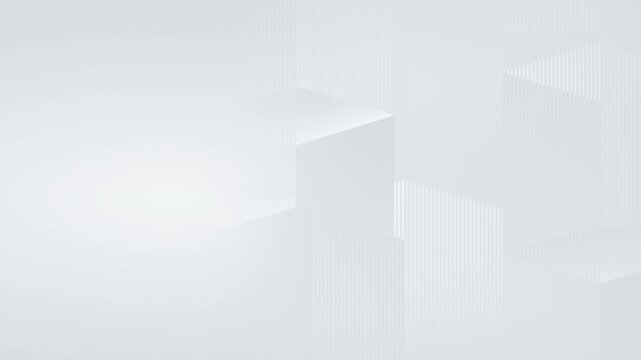 Abstract white 3D columns with subtle random wiggle motion in seamless loop. Minimal clean geometric background with soft light, depth and empty space, ideal for business, data and corporate design.
