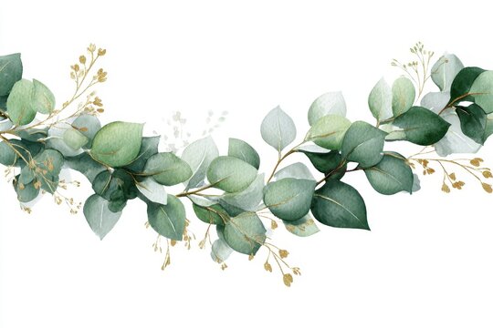 Delicate watercolor foliage arc for invitations and branding