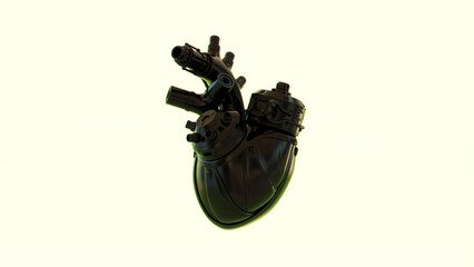 cyborg heart biomechanical mechanical machine artificial robotic futuristic technology science fiction 3d illustration