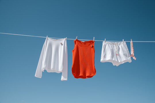 clothes drying on a clothesline