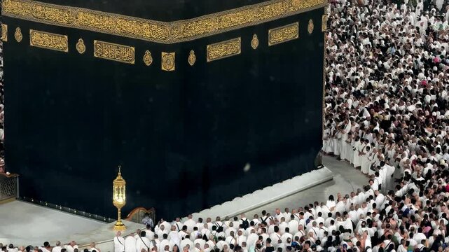 Makkah Saudi Arabia, Masjid al Haram 4K Footage, Top Angle View of People Performing Umrah and Hajj in the Holy City of Saudi Arabia