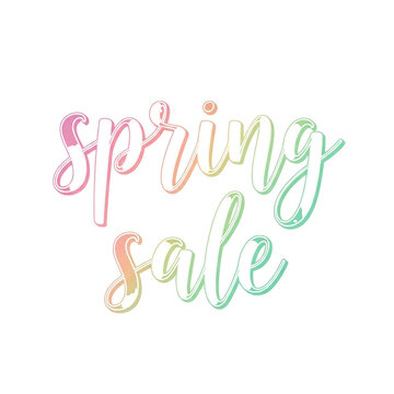Spring Sale Handwritten Lettering Typography With Gradient Colors Isolated On Black Background Seasonal Promotion Design