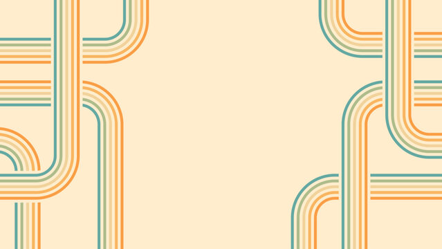 Abstract background of rainbow groovy Wavy Line design in 1970s Hippie Retro style. Vector pattern ready to use for cloth, textile, wrap and other.