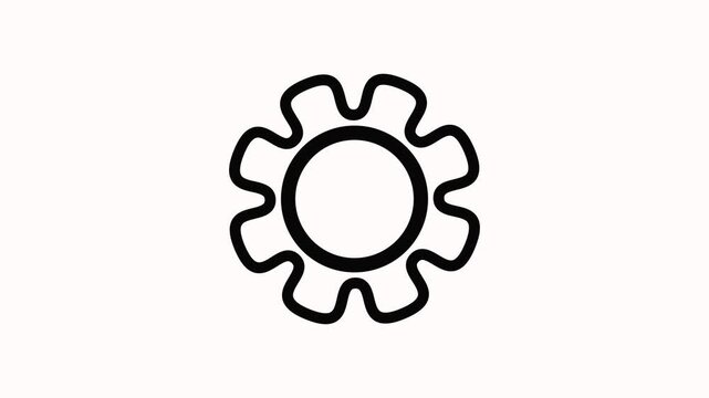 Animated setting gear line ui icon. Developer mode. Setup. Seamless loop HD video  background