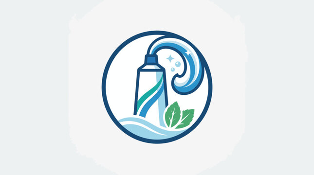 Fresh Mint Toothpaste Tube With Waves And Leaves Logo
