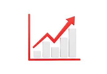 Obraz premium Increasing business growth chart with red arrow trend isolated on transparent background
