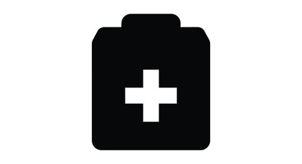 Fototapeta premium First aid kit icon with a white cross simple black silhouette