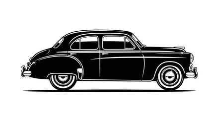 Obraz premium Vintage car illustration with white outline on clean background classic automobile design