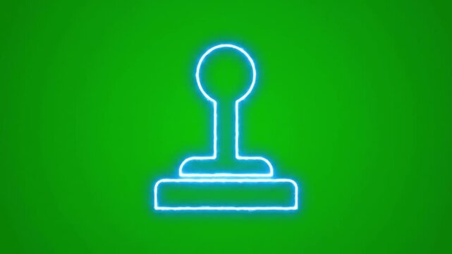 A video showcasing a neon blue joystick on a green background