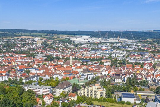 Luftbild der Kreisstadt Ehingen an der Donau in Baden-W&uuml;rttemberg