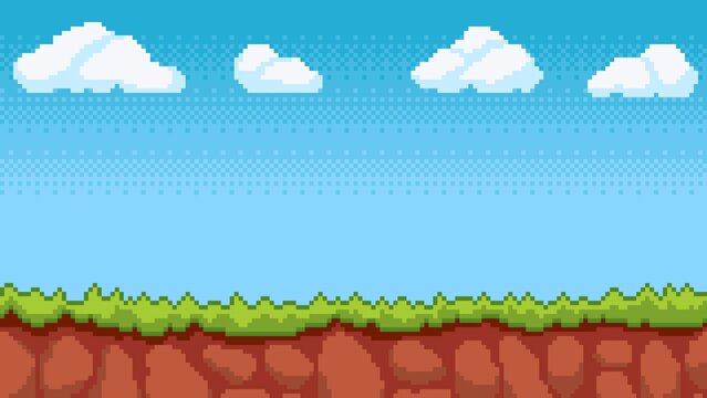 ドット絵のゲームのフィールド風背景素材,昼間